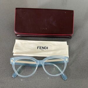 Fendi Light Blue Eyeglasses with Burgundy Case